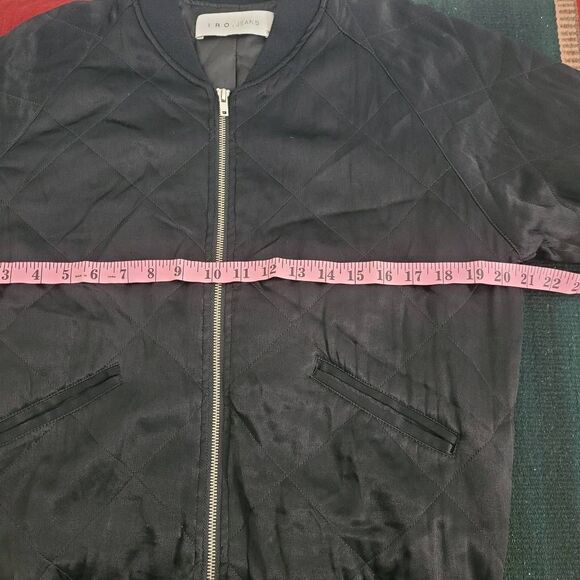 IRO Flint Bomber Jacket Womens 36 US Small Black Satin Full Zip Quilted Oversize - Picture 7 of 9